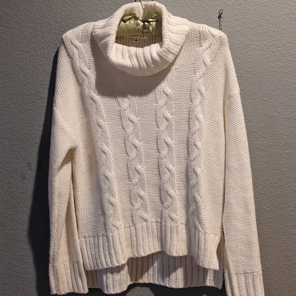 Creme White Knitted Sweater, Small